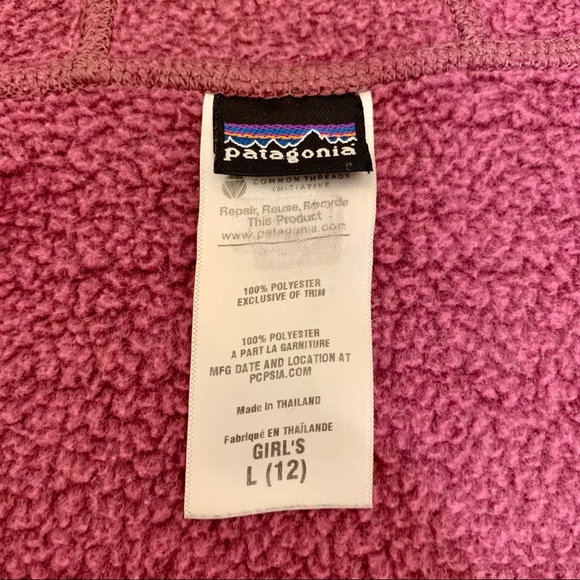 Patagonia Girls Zip Up Hoodie size 14/16 in cranberry colour [full zip, winter] - Picture 4 of 9